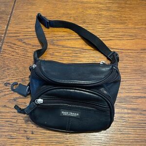 Black faux Leather Belt Bag for Women